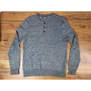 Bonobos Henley Sweater Mens S Wool Cotton Blend Slim Fit Heathered Gray